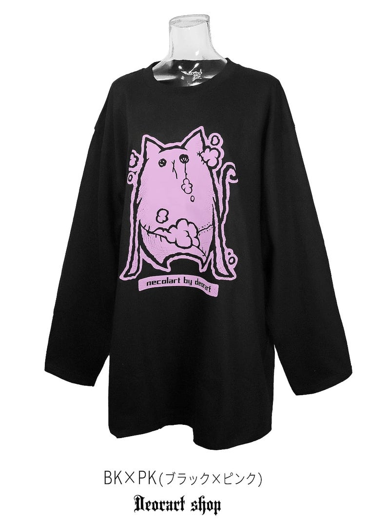 Deorart,ディオラート,necola,necolart,ネコラ,ネコラート,病みかわ,キャラクター,地雷,猫,プリント,イラスト,メンズ,レディス,ビッグT,大きいサイズ,オーバーサイズ,Tシャツ,ロンT,通販,ブランド