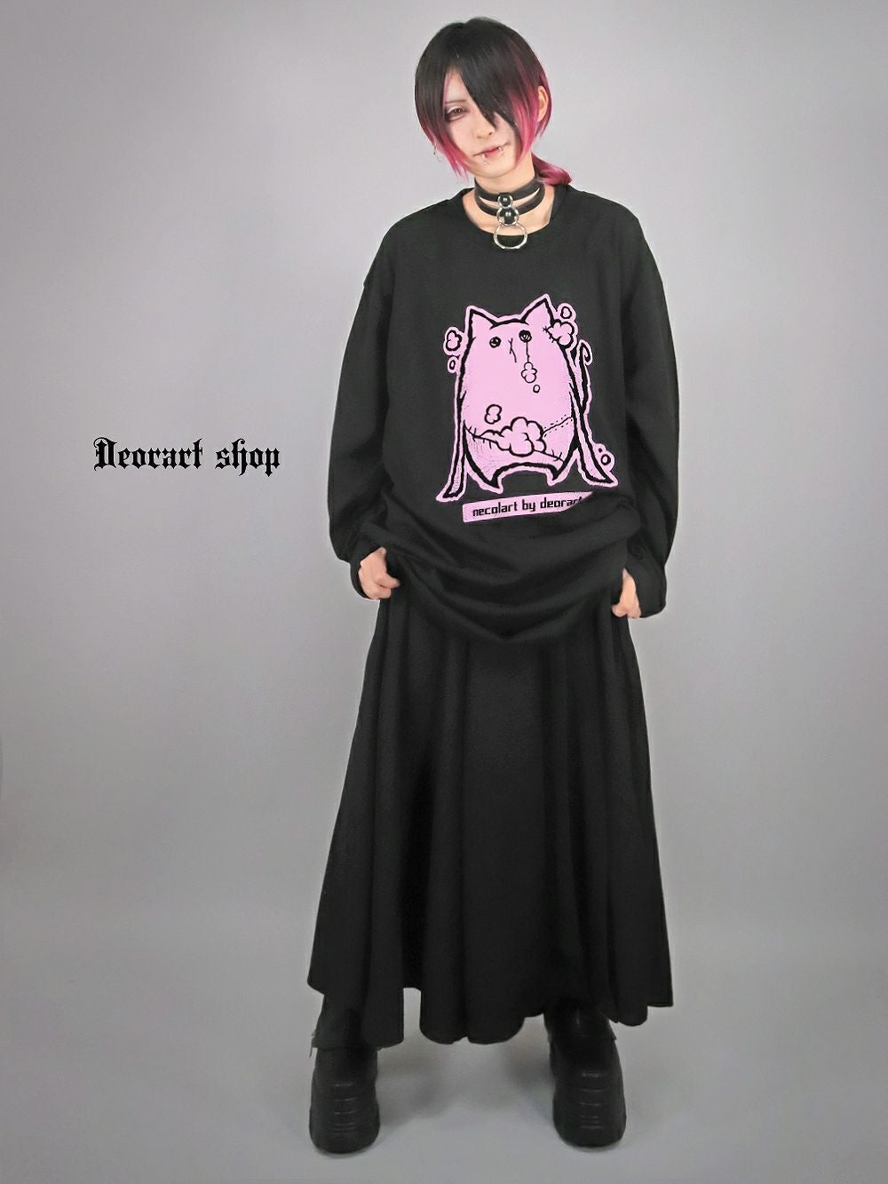 Deorart,ディオラート,necola,necolart,ネコラ,ネコラート,病みかわ,キャラクター,地雷,猫,プリント,イラスト,メンズ,レディス,ビッグT,大きいサイズ,オーバーサイズ,Tシャツ,ロンT,通販,ブランド