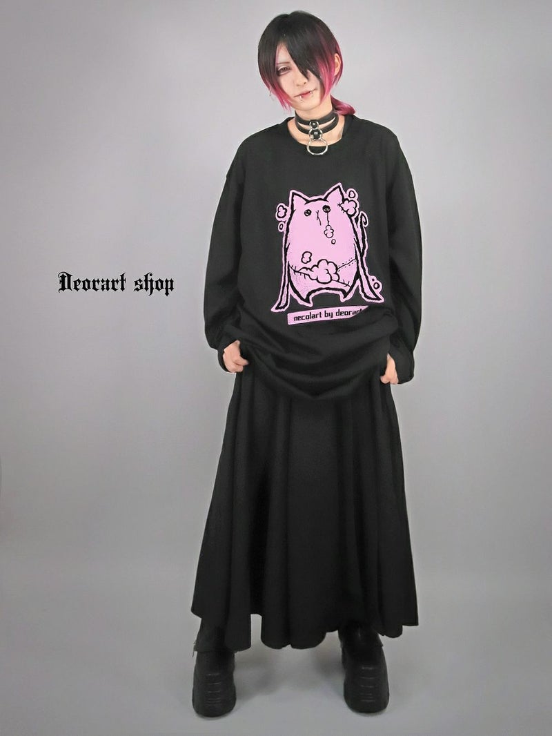 Deorart,ディオラート,necola,necolart,ネコラ,ネコラート,病みかわ,キャラクター,地雷,猫,プリント,イラスト,メンズ,レディス,ビッグT,大きいサイズ,オーバーサイズ,Tシャツ,ロンT,通販,ブランド