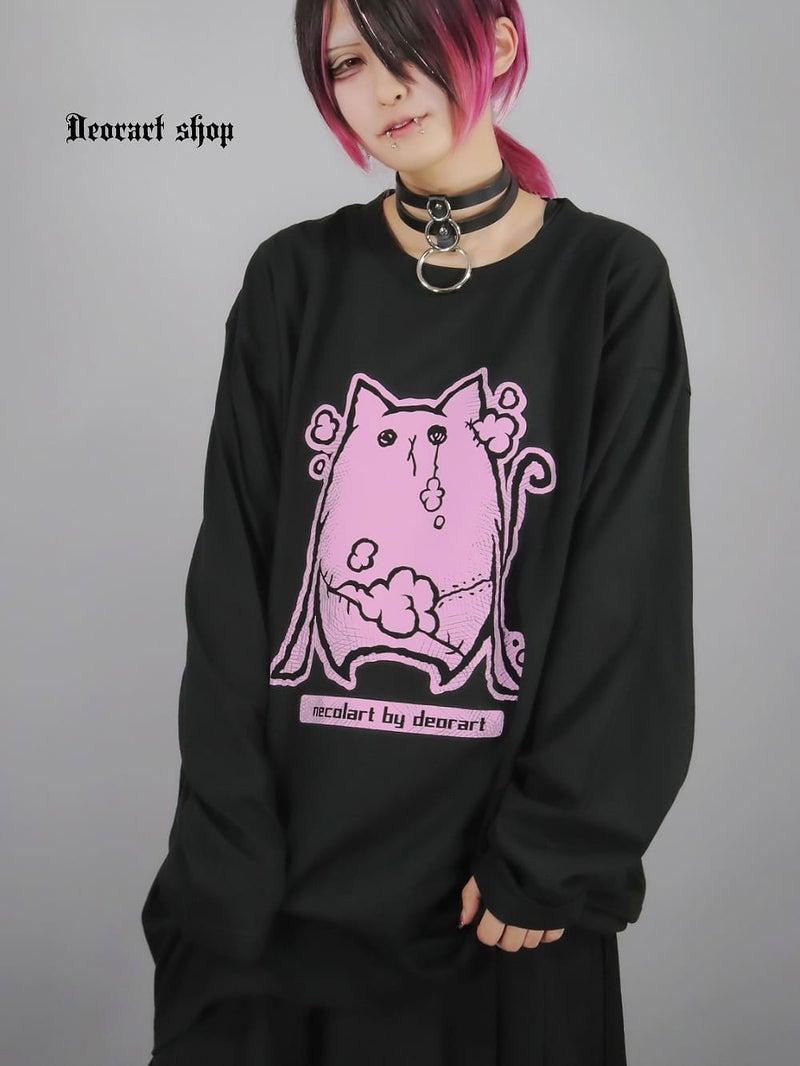 Deorart,ディオラート,necola,necolart,ネコラ,ネコラート,病みかわ,キャラクター,地雷,猫,プリント,イラスト,メンズ,レディス,ビッグT,大きいサイズ,オーバーサイズ,Tシャツ,ロンT,通販,ブランド