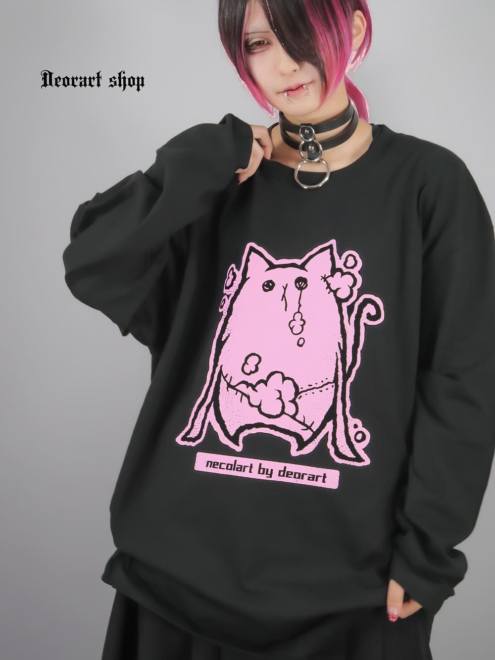 Deorart,ディオラート,necola,necolart,ネコラ,ネコラート,病みかわ,キャラクター,地雷,猫,プリント,イラスト,メンズ,レディス,ビッグT,大きいサイズ,オーバーサイズ,Tシャツ,ロンT,通販,ブランド