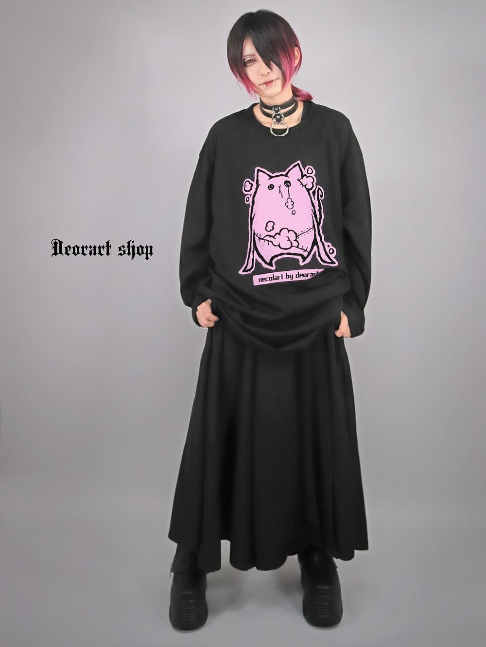 Deorart,ディオラート,necola,necolart,ネコラ,ネコラート,病みかわ,キャラクター,地雷,猫,プリント,イラスト,メンズ,レディス,ビッグT,大きいサイズ,オーバーサイズ,Tシャツ,ロンT,通販,ブランド