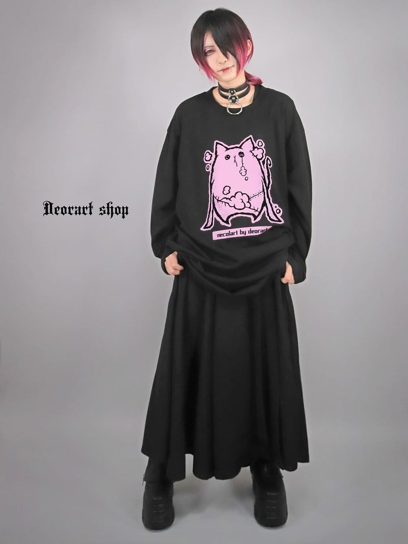 Deorart,ディオラート,necola,necolart,ネコラ,ネコラート,病みかわ,キャラクター,地雷,猫,プリント,イラスト,メンズ,レディス,ビッグT,大きいサイズ,オーバーサイズ,Tシャツ,ロンT,通販,ブランド