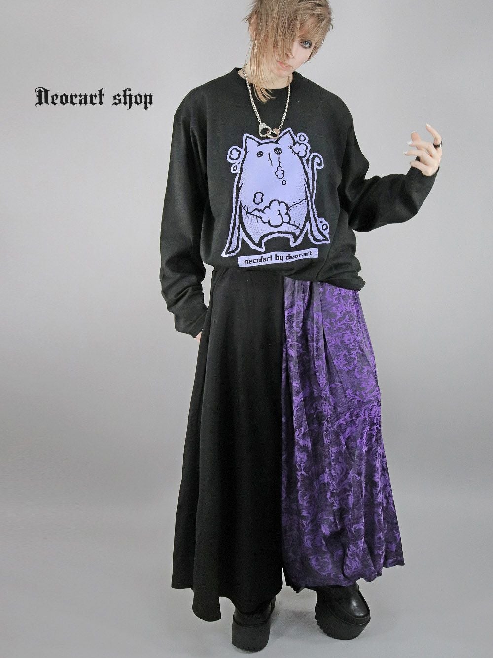 Deorart,ディオラート,necola,necolart,ネコラ,ネコラート,病みかわ,キャラクター,地雷,猫,プリント,イラスト,メンズ,レディス,ビッグT,大きいサイズ,オーバーサイズ,Tシャツ,ロンT,通販,ブランド