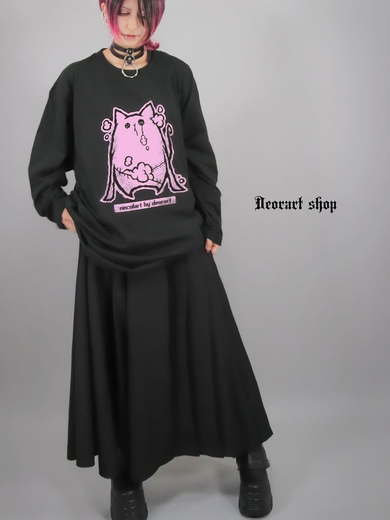 Deorart,ディオラート,necola,necolart,ネコラ,ネコラート,病みかわ,キャラクター,地雷,猫,プリント,イラスト,メンズ,レディス,ビッグT,大きいサイズ,オーバーサイズ,Tシャツ,ロンT,通販,ブランド