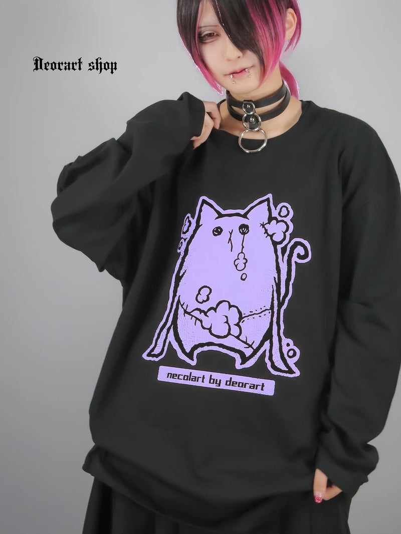 Deorart,ディオラート,necola,necolart,ネコラ,ネコラート,病みかわ,キャラクター,地雷,猫,プリント,イラスト,メンズ,レディス,ビッグT,大きいサイズ,オーバーサイズ,Tシャツ,ロンT,通販,ブランド