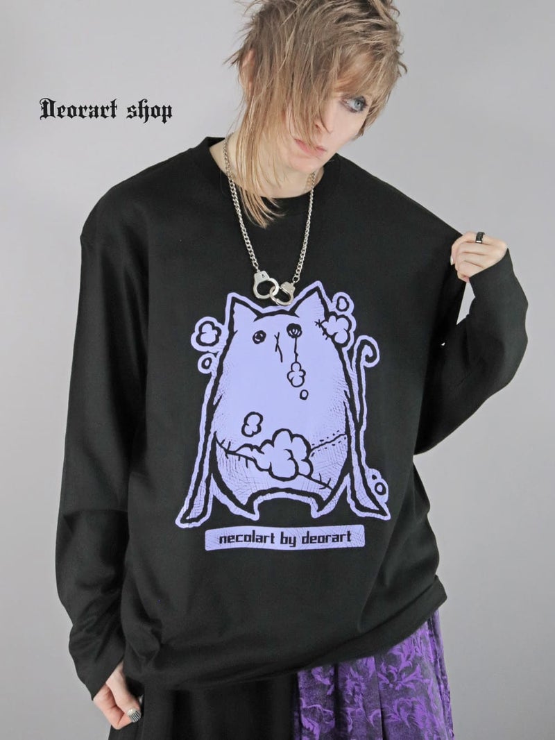 Deorart,ディオラート,necola,necolart,ネコラ,ネコラート,病みかわ,キャラクター,地雷,猫,プリント,イラスト,メンズ,レディス,ビッグT,大きいサイズ,オーバーサイズ,Tシャツ,ロンT,通販,ブランド