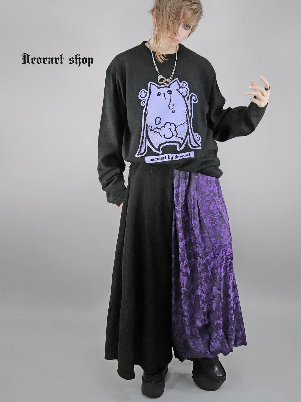 Deorart,ディオラート,necola,necolart,ネコラ,ネコラート,病みかわ,キャラクター,地雷,猫,プリント,イラスト,メンズ,レディス,ビッグT,大きいサイズ,オーバーサイズ,Tシャツ,ロンT,通販,ブランド
