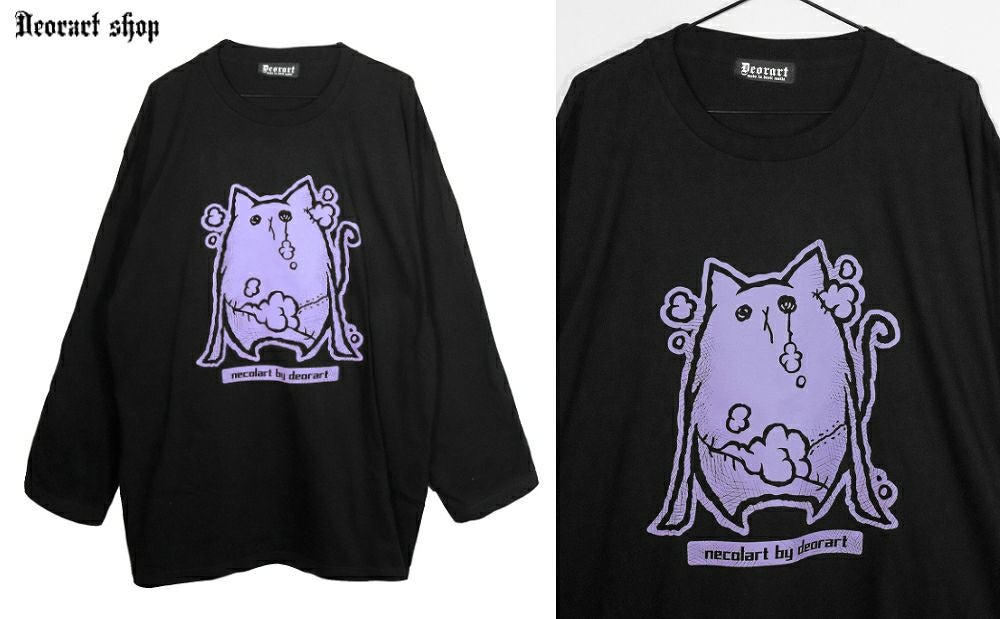 Deorart,ディオラート,necola,necolart,ネコラ,ネコラート,病みかわ,キャラクター,地雷,猫,プリント,イラスト,メンズ,レディス,ビッグT,大きいサイズ,オーバーサイズ,Tシャツ,ロンT,通販,ブランド