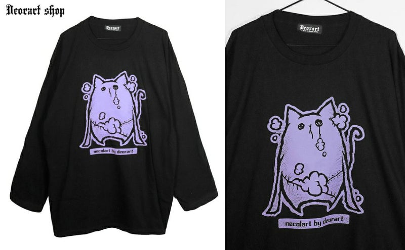 Deorart,ディオラート,necola,necolart,ネコラ,ネコラート,病みかわ,キャラクター,地雷,猫,プリント,イラスト,メンズ,レディス,ビッグT,大きいサイズ,オーバーサイズ,Tシャツ,ロンT,通販,ブランド