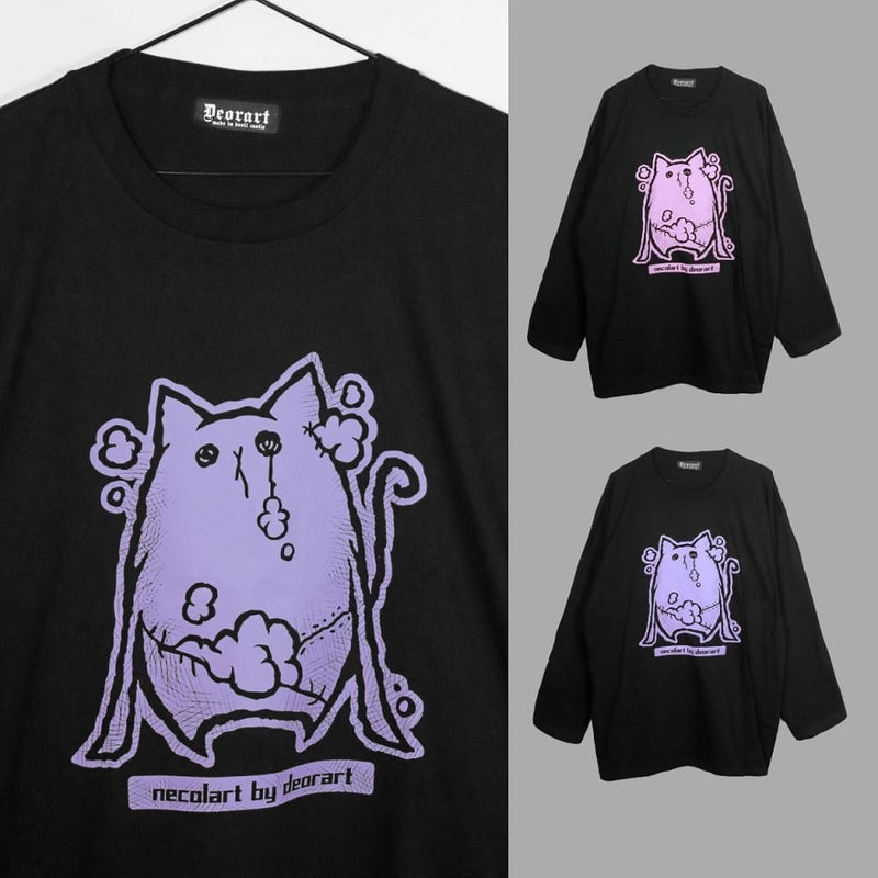 Deorart,ディオラート,necola,necolart,ネコラ,ネコラート,病みかわ,キャラクター,地雷,猫,プリント,イラスト,メンズ,レディス,ビッグT,大きいサイズ,オーバーサイズ,Tシャツ,ロンT,通販,ブランド