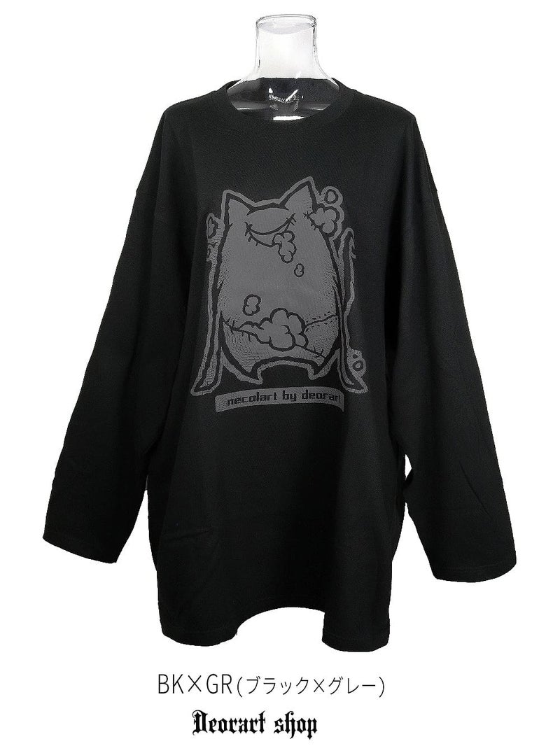 Deorart,ディオラート,necola,necolart,ネコラ,ネコラート,病みかわ,キャラクター,地雷,猫,プリント,イラスト,メンズ,レディス,ビッグT,大きいサイズ,オーバーサイズ,Tシャツ,ロンT,通販,ブランド