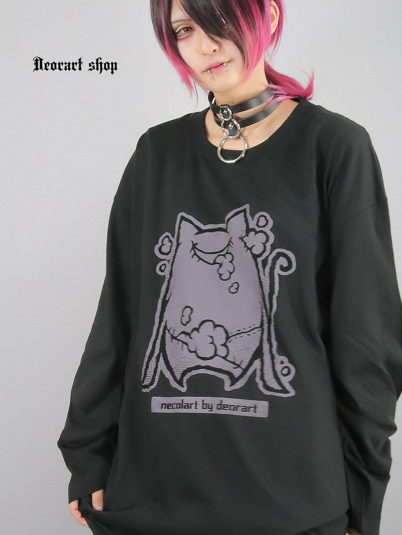 Deorart,ディオラート,necola,necolart,ネコラ,ネコラート,病みかわ,キャラクター,地雷,猫,プリント,イラスト,メンズ,レディス,ビッグT,大きいサイズ,オーバーサイズ,Tシャツ,ロンT,通販,ブランド