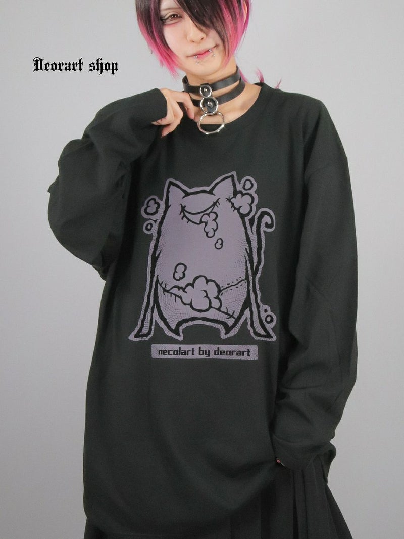 Deorart,ディオラート,necola,necolart,ネコラ,ネコラート,病みかわ,キャラクター,地雷,猫,プリント,イラスト,メンズ,レディス,ビッグT,大きいサイズ,オーバーサイズ,Tシャツ,ロンT,通販,ブランド