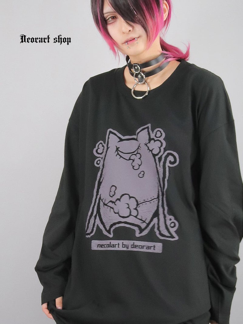 Deorart,ディオラート,necola,necolart,ネコラ,ネコラート,病みかわ,キャラクター,地雷,猫,プリント,イラスト,メンズ,レディス,ビッグT,大きいサイズ,オーバーサイズ,Tシャツ,ロンT,通販,ブランド