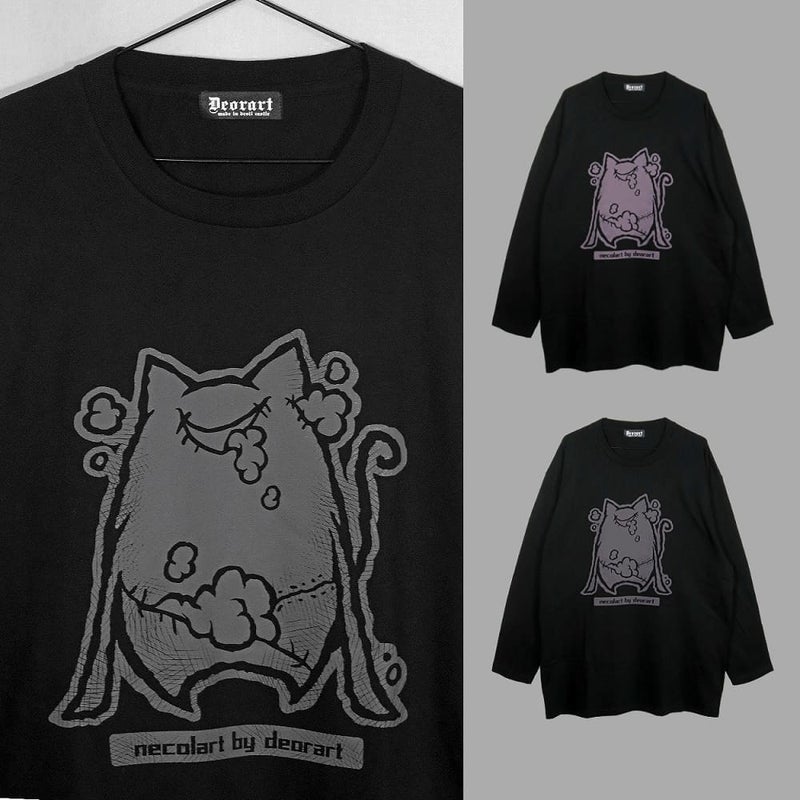 Deorart,ディオラート,necola,necolart,ネコラ,ネコラート,病みかわ,キャラクター,地雷,猫,プリント,イラスト,メンズ,レディス,ビッグT,大きいサイズ,オーバーサイズ,Tシャツ,ロンT,通販,ブランド