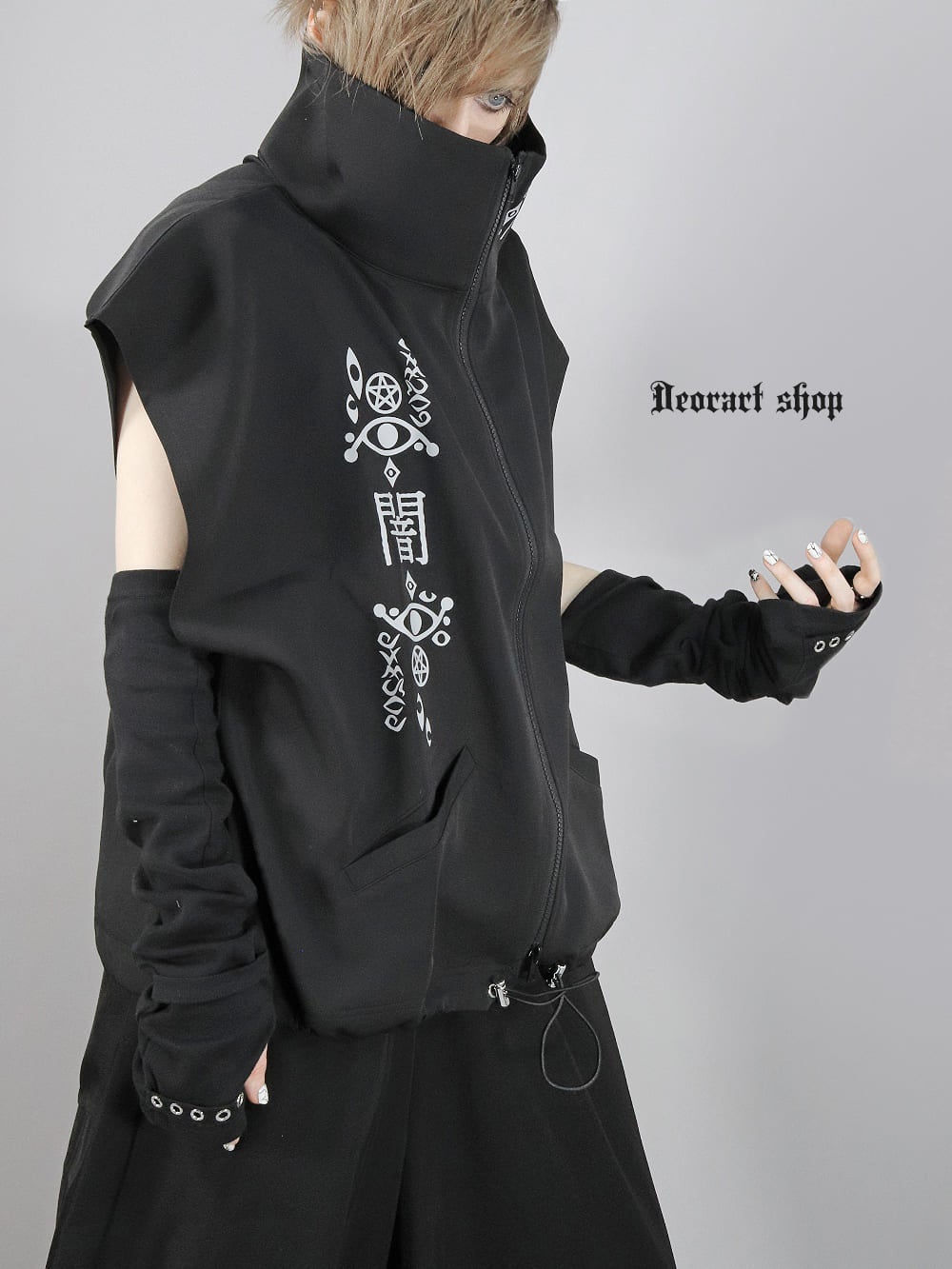 Deorart,ディオラート,地雷系,猫耳,ネコ,猫柄,サイバー,サイバーパンク,妖怪,和装,ホラー,着物,振袖,闇,漢字,原宿系,ジャージ,V系,emo,punk,rock,harajyuku,メンズ,レディース,オーバーサイズ,大きいサイズ,ゴシック,モード,ファッション,服,通販