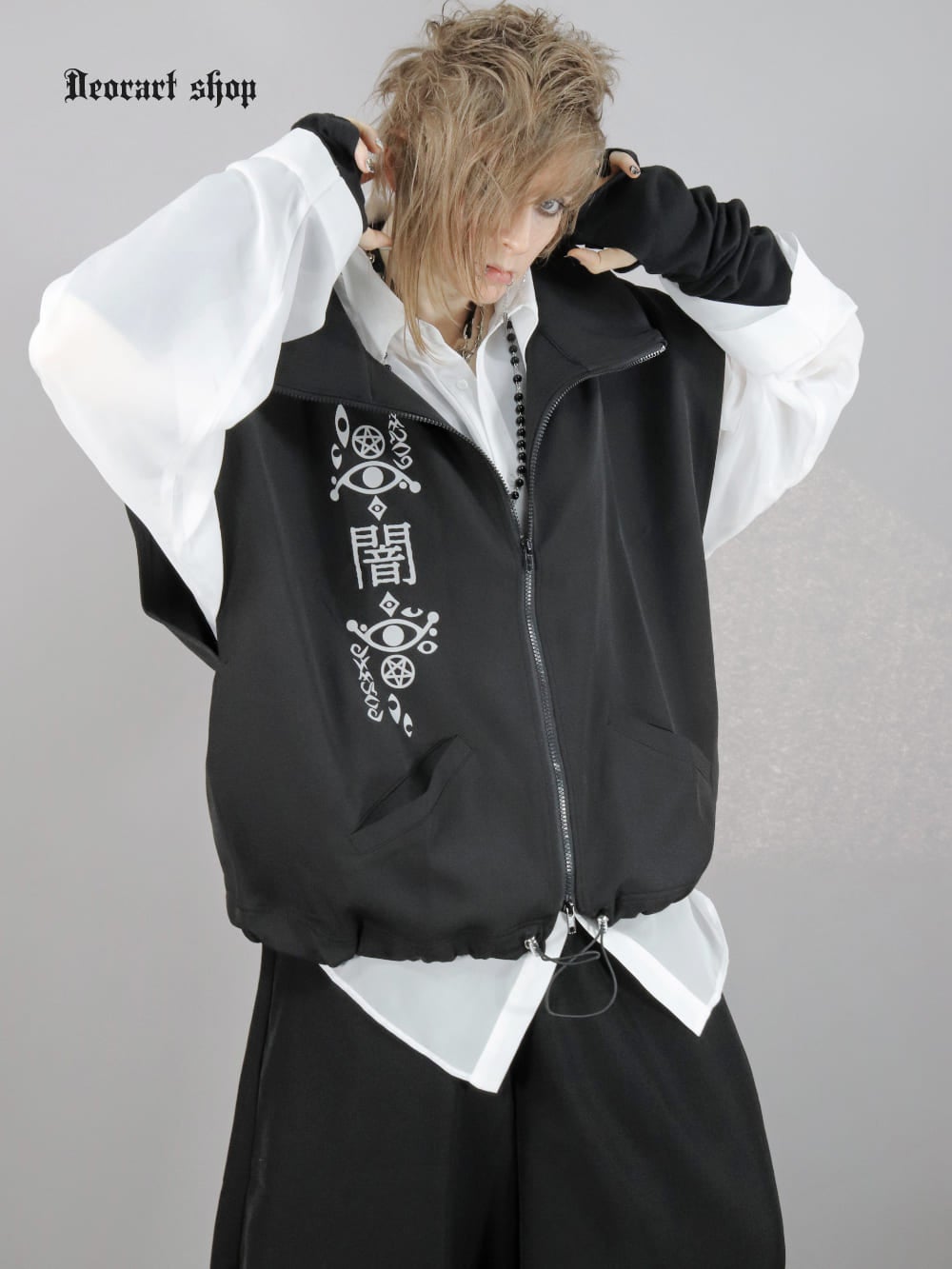 Deorart,ディオラート,地雷系,猫耳,ネコ,猫柄,サイバー,サイバーパンク,妖怪,和装,ホラー,着物,振袖,闇,漢字,原宿系,ジャージ,V系,emo,punk,rock,harajyuku,メンズ,レディース,オーバーサイズ,大きいサイズ,ゴシック,モード,ファッション,服,通販