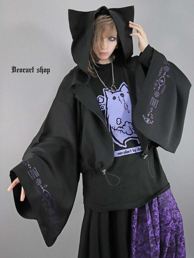 Deorart,ディオラート,地雷系,猫耳,ネコミミ,ケモミミ,パーカー,尻尾,猫柄,サイバー,サイバーパンク,妖怪,和装,ホラー,着物,振袖,闇,漢字,原宿系,ジャージ,V系,emo,punk,rock,harajyuku,メンズ,レディース,オーバーサイズ,大きいサイズ,ゴシック,モード,ファッション,服,通販