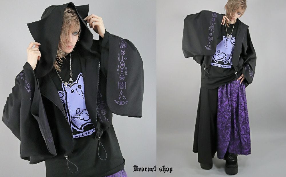 Deorart,ディオラート,地雷系,猫耳,ネコミミ,ケモミミ,パーカー,尻尾,猫柄,サイバー,サイバーパンク,妖怪,和装,ホラー,着物,振袖,闇,漢字,原宿系,ジャージ,V系,emo,punk,rock,harajyuku,メンズ,レディース,オーバーサイズ,大きいサイズ,ゴシック,モード,ファッション,服,通販