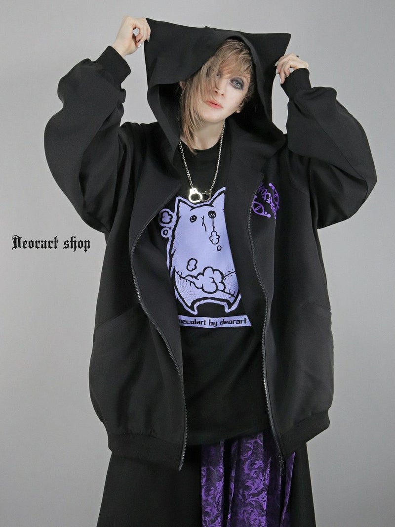 Deorart,ディオラート,地雷系,猫耳,ネコミミ,ケモミミ,パーカー,尻尾,猫柄,サイバー,サイバーパンク,妖怪,和装,ホラー,着物,振袖,闇,漢字,原宿系,ジャージ,V系,emo,punk,rock,harajyuku,メンズ,レディース,オーバーサイズ,大きいサイズ,ゴシック,モード,ファッション,服,通販