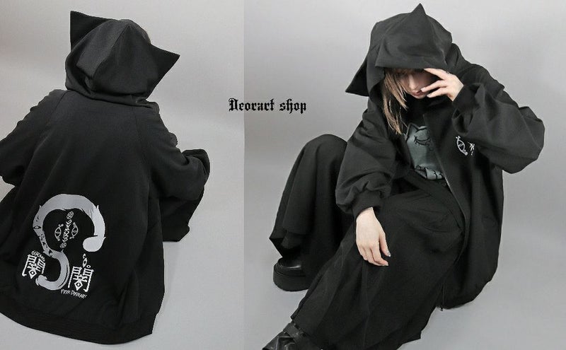 Deorart,ディオラート,地雷系,猫耳,ネコミミ,ケモミミ,パーカー,尻尾,猫柄,サイバー,サイバーパンク,妖怪,和装,ホラー,着物,振袖,闇,漢字,原宿系,ジャージ,V系,emo,punk,rock,harajyuku,メンズ,レディース,オーバーサイズ,大きいサイズ,ゴシック,モード,ファッション,服,通販