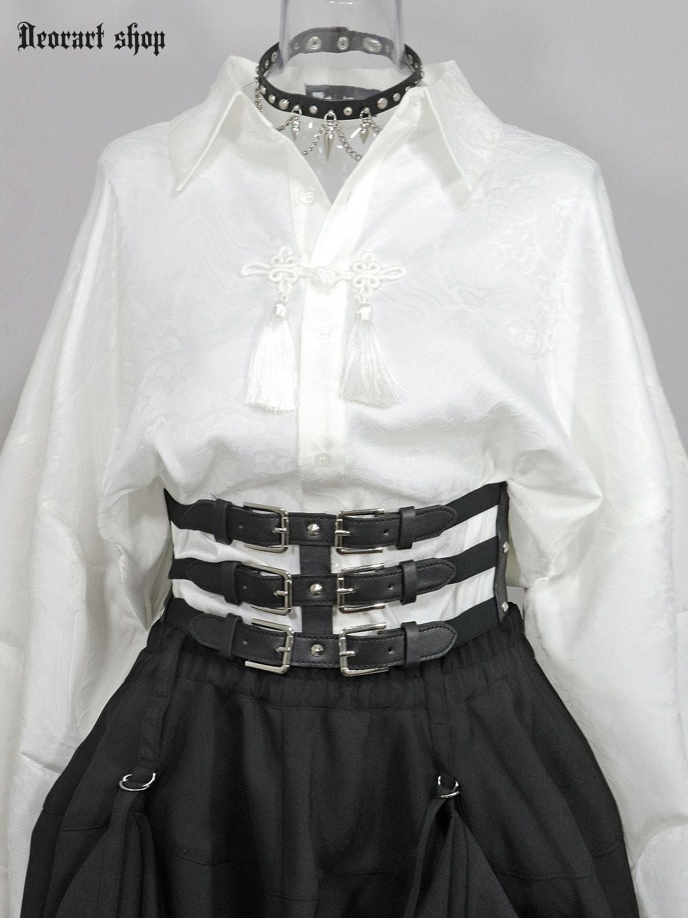 Deorart,ディオラート,モード,ゴシック,ゴスロリ,Y2K,ベルト,太ベルト,コルセット,伸びる,苦しくない,ロリータ,地雷系,バックル,拘束,首輪,人間,ライブ,ファッション,衣装,メンズ,レディス,通販