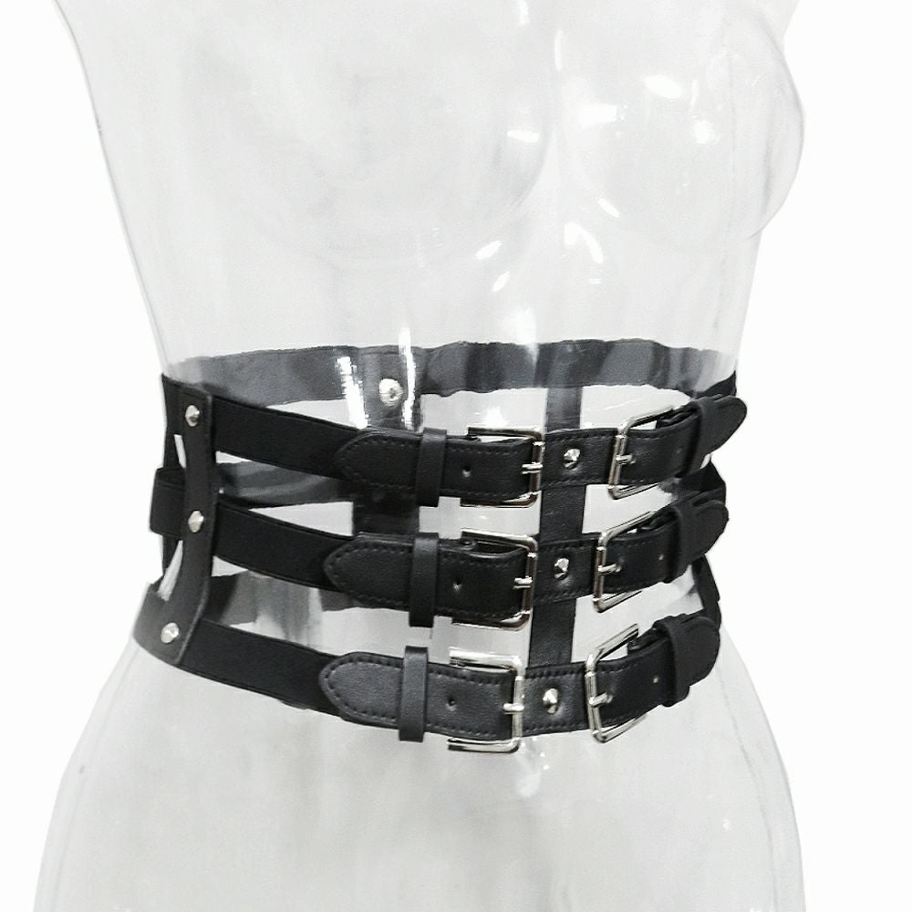 BY1176 [3連バックル] ストレッチ・コルセットベルト | Deorart shop