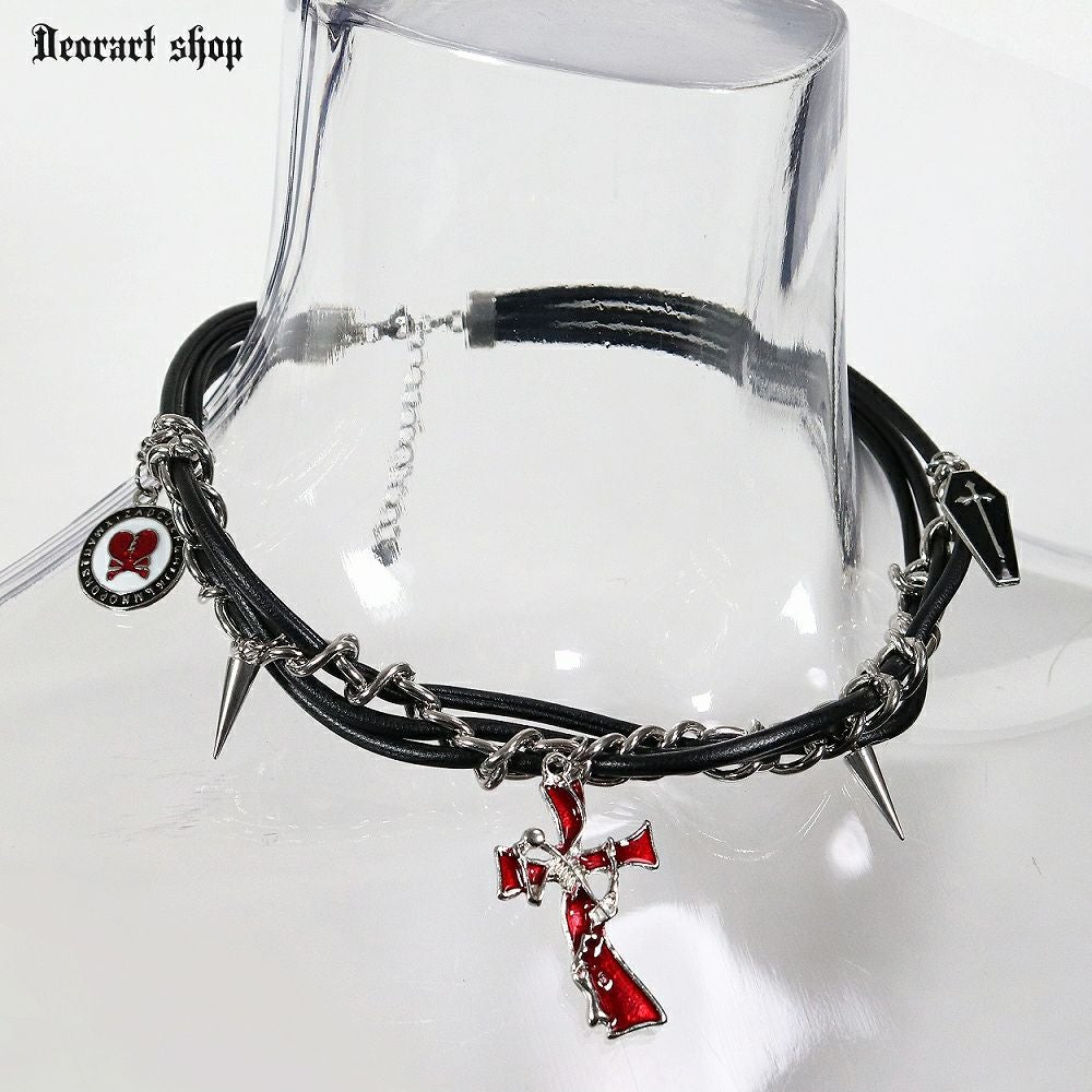 BY1181 [2WAY] ゴシックチャーム・カスタムチョーカー [十字架・棺桶