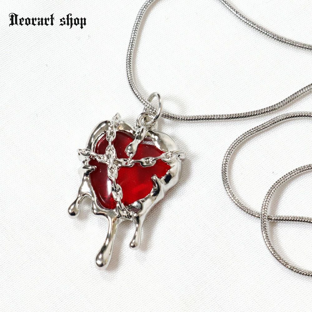 Deorart,ディオラート,心臓,ハート,チェーンネックレス,チョーカー,パンクロック,地雷系,Y2K,ゴシック,GOTH,ホラー,オカルト,メンズ,レディス,メルト,とろとろ,血,ヴァンパイア,