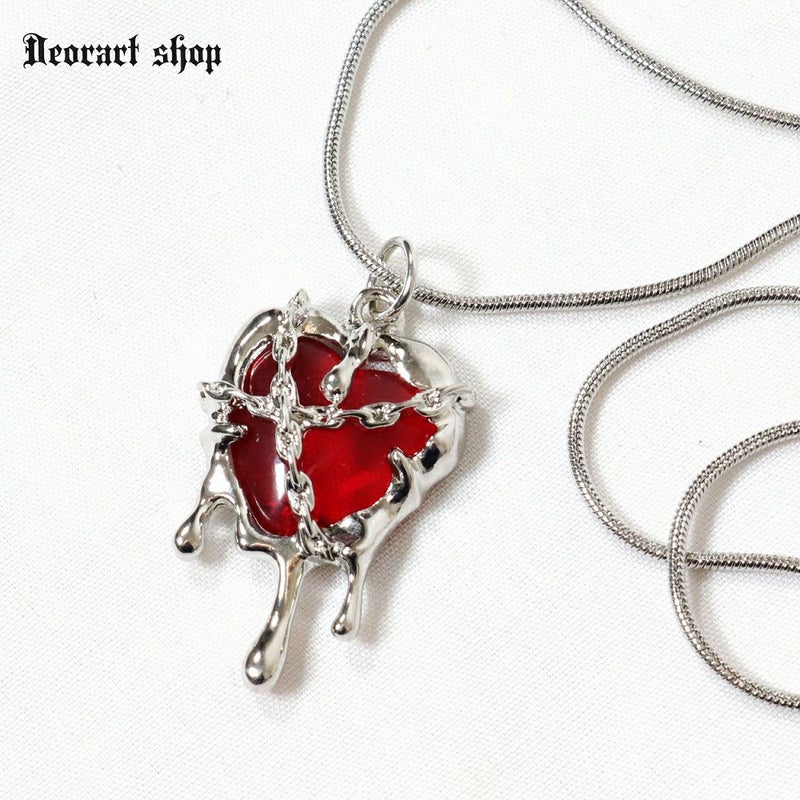 Deorart,ディオラート,心臓,ハート,チェーンネックレス,チョーカー,パンクロック,地雷系,Y2K,ゴシック,GOTH,ホラー,オカルト,メンズ,レディス,メルト,とろとろ,血,ヴァンパイア,