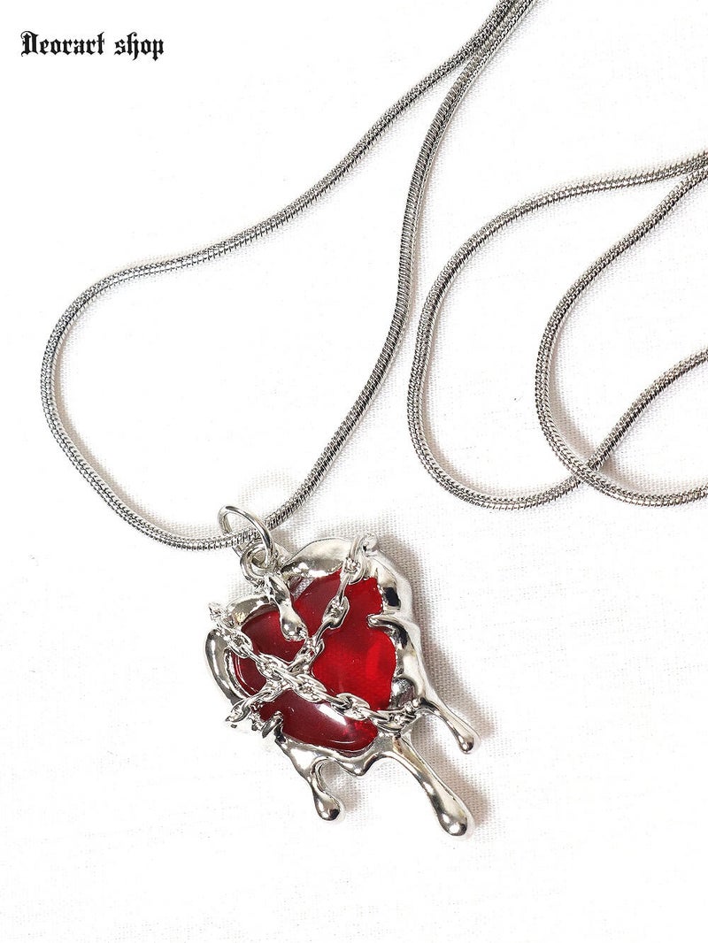 Deorart,ディオラート,心臓,ハート,チェーンネックレス,チョーカー,パンクロック,地雷系,Y2K,ゴシック,GOTH,ホラー,オカルト,メンズ,レディス,メルト,とろとろ,血,ヴァンパイア,
