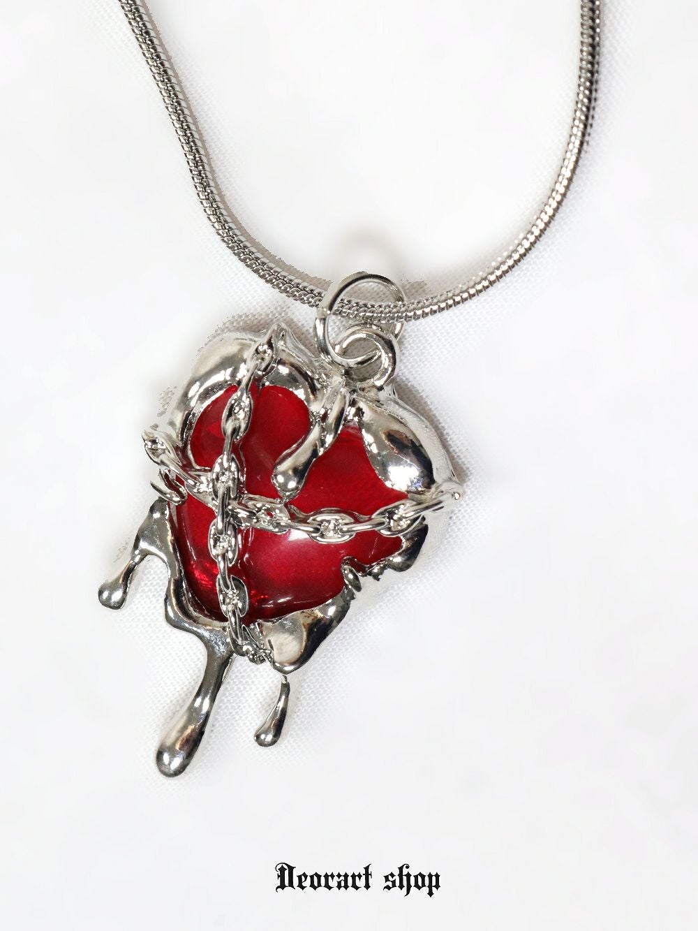 Deorart,ディオラート,心臓,ハート,チェーンネックレス,チョーカー,パンクロック,地雷系,Y2K,ゴシック,GOTH,ホラー,オカルト,メンズ,レディス,メルト,とろとろ,血,ヴァンパイア,