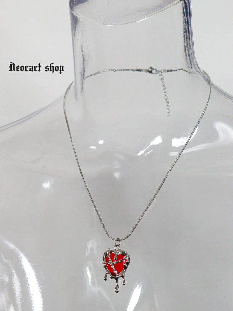 Deorart,ディオラート,心臓,ハート,チェーンネックレス,チョーカー,パンクロック,地雷系,Y2K,ゴシック,GOTH,ホラー,オカルト,メンズ,レディス,メルト,とろとろ,血,ヴァンパイア,