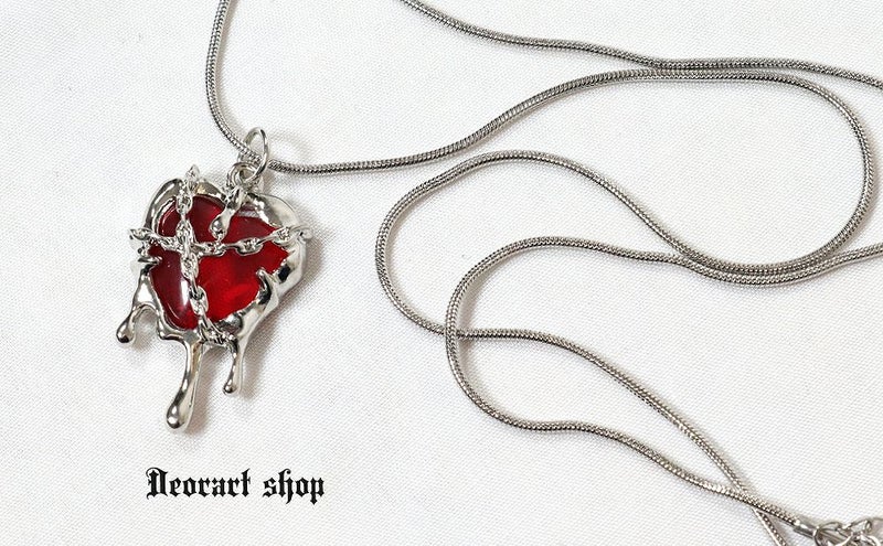 Deorart,ディオラート,心臓,ハート,チェーンネックレス,チョーカー,パンクロック,地雷系,Y2K,ゴシック,GOTH,ホラー,オカルト,メンズ,レディス,メルト,とろとろ,血,ヴァンパイア,