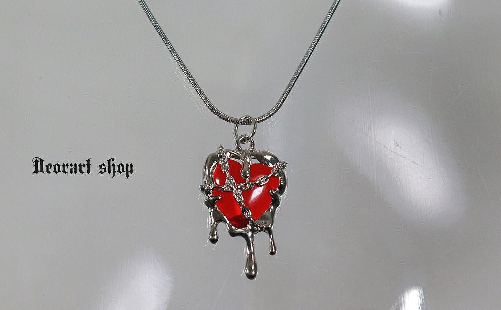 Deorart,ディオラート,心臓,ハート,チェーンネックレス,チョーカー,パンクロック,地雷系,Y2K,ゴシック,GOTH,ホラー,オカルト,メンズ,レディス,メルト,とろとろ,血,ヴァンパイア,
