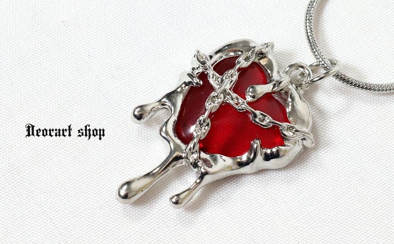 Deorart,ディオラート,心臓,ハート,チェーンネックレス,チョーカー,パンクロック,地雷系,Y2K,ゴシック,GOTH,ホラー,オカルト,メンズ,レディス,メルト,とろとろ,血,ヴァンパイア,