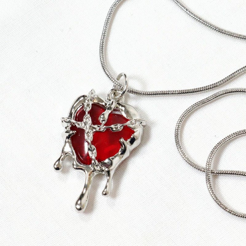 Deorart,ディオラート,心臓,ハート,チェーンネックレス,チョーカー,パンクロック,地雷系,Y2K,ゴシック,GOTH,ホラー,オカルト,メンズ,レディス,メルト,とろとろ,血,ヴァンパイア,