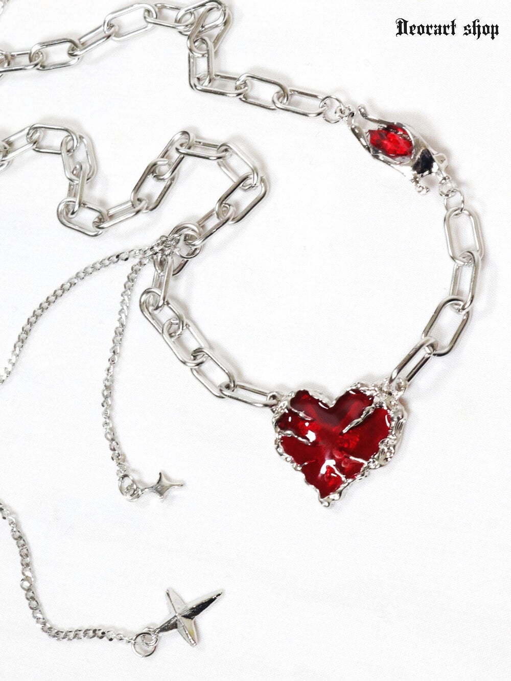 Deorart,ディオラート,心臓,ハート,チェーンネックレス,チョーカー,パンクロック,地雷系,Y2K,ゴシック,GOTH,ホラー,オカルト,メンズ,レディス,メルト,とろとろ,血,ヴァンパイア,