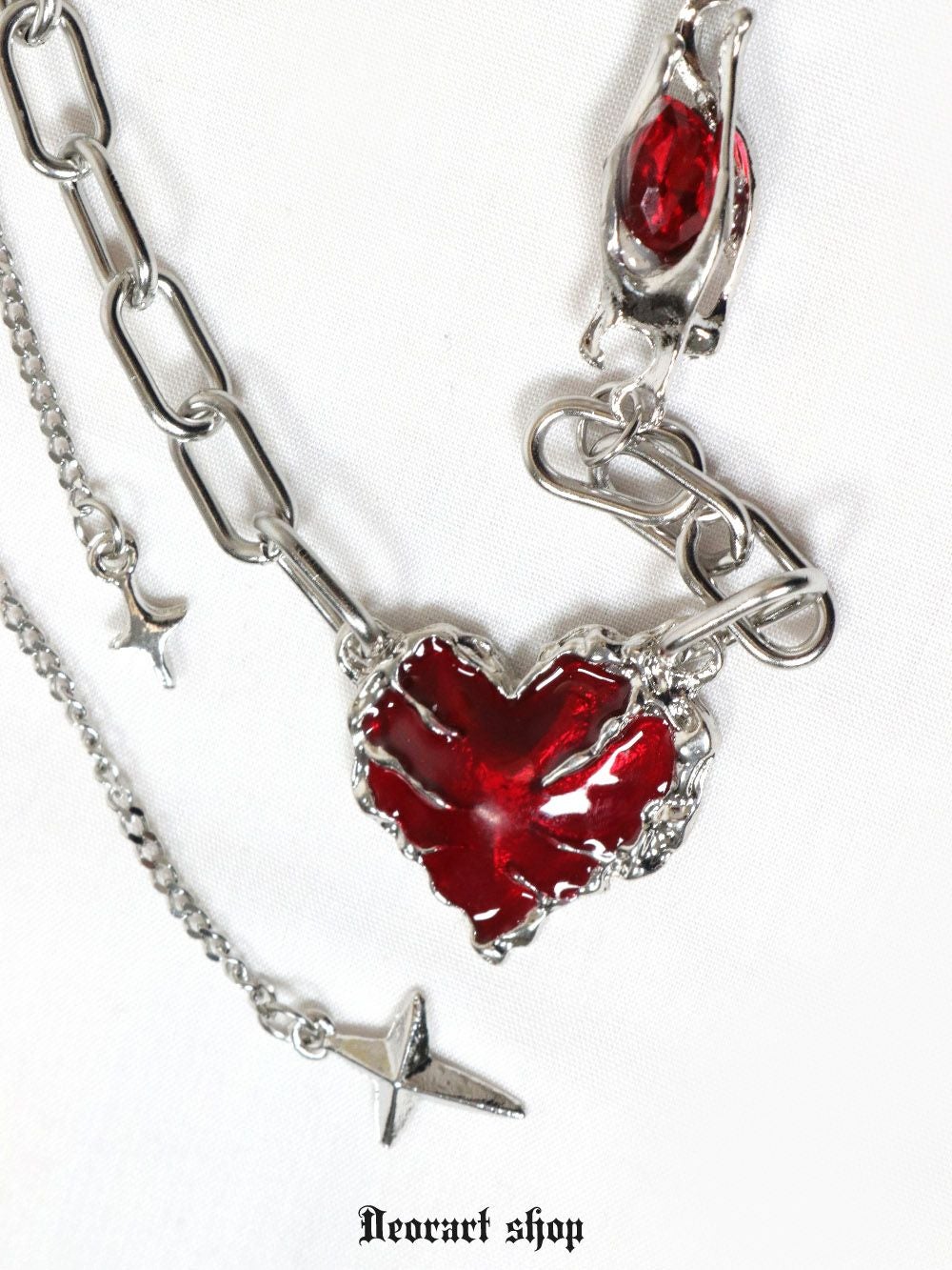 BY1183 ブラッドハート・ ゴシックチェーン チョーカー[心臓・コウモリ