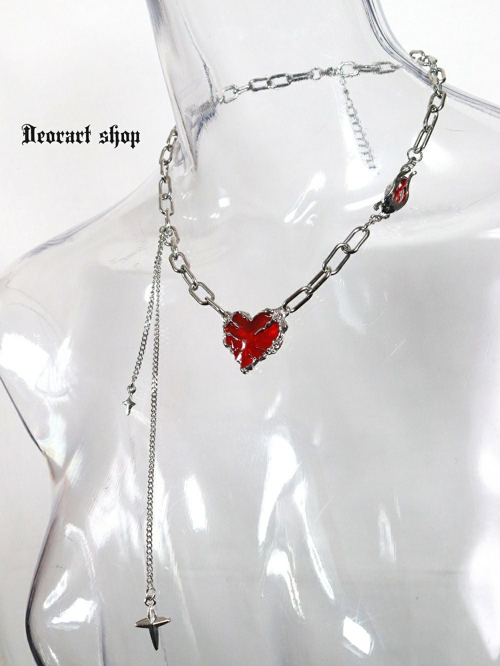 Deorart,ディオラート,心臓,ハート,チェーンネックレス,チョーカー,パンクロック,地雷系,Y2K,ゴシック,GOTH,ホラー,オカルト,メンズ,レディス,メルト,とろとろ,血,ヴァンパイア,
