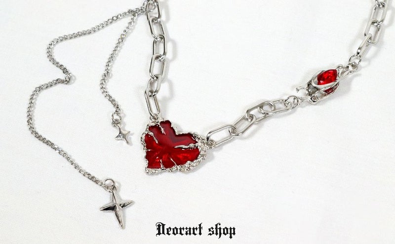 Deorart,ディオラート,心臓,ハート,チェーンネックレス,チョーカー,パンクロック,地雷系,Y2K,ゴシック,GOTH,ホラー,オカルト,メンズ,レディス,メルト,とろとろ,血,ヴァンパイア,