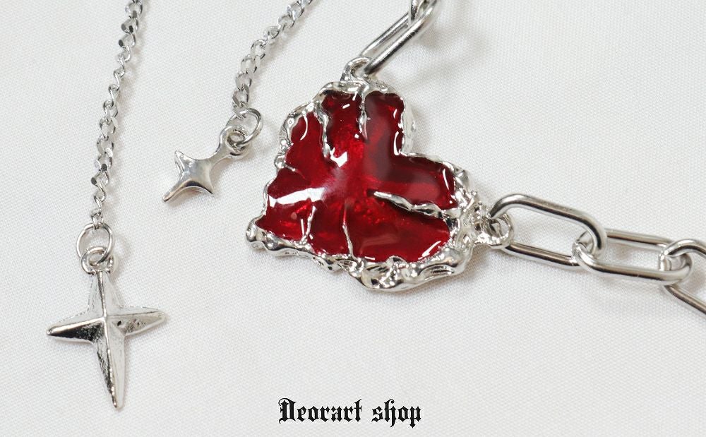 BY1183 ブラッドハート・ ゴシックチェーン チョーカー[心臓・コウモリ