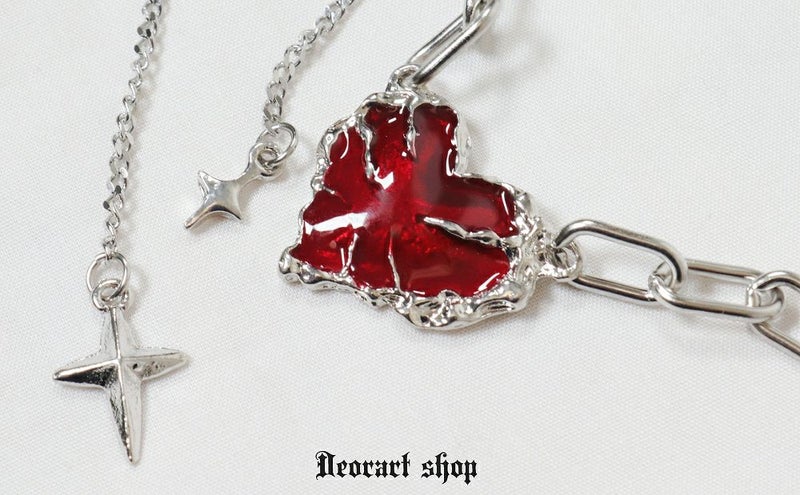 Deorart,ディオラート,心臓,ハート,チェーンネックレス,チョーカー,パンクロック,地雷系,Y2K,ゴシック,GOTH,ホラー,オカルト,メンズ,レディス,メルト,とろとろ,血,ヴァンパイア,