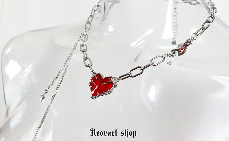 Deorart,ディオラート,心臓,ハート,チェーンネックレス,チョーカー,パンクロック,地雷系,Y2K,ゴシック,GOTH,ホラー,オカルト,メンズ,レディス,メルト,とろとろ,血,ヴァンパイア,