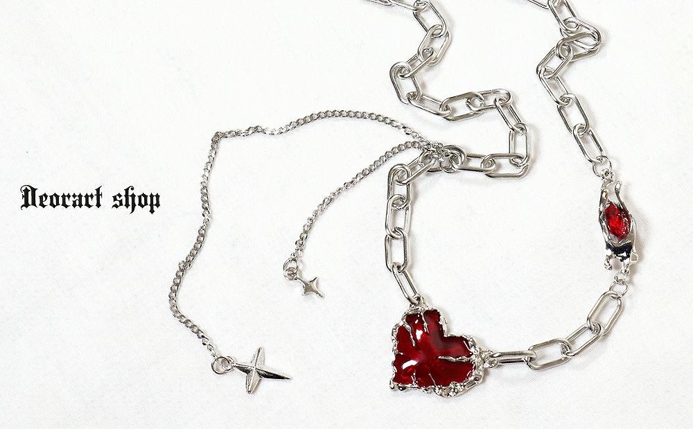 Deorart,ディオラート,心臓,ハート,チェーンネックレス,チョーカー,パンクロック,地雷系,Y2K,ゴシック,GOTH,ホラー,オカルト,メンズ,レディス,メルト,とろとろ,血,ヴァンパイア,