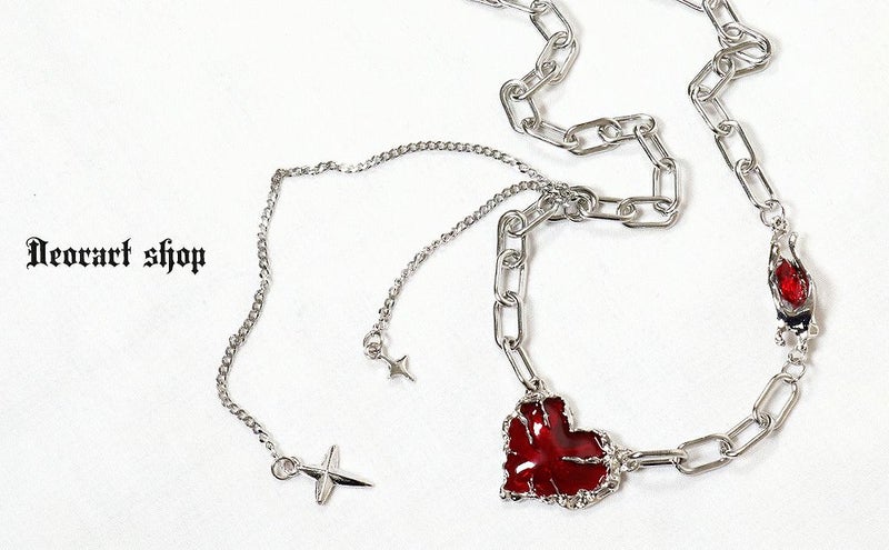 Deorart,ディオラート,心臓,ハート,チェーンネックレス,チョーカー,パンクロック,地雷系,Y2K,ゴシック,GOTH,ホラー,オカルト,メンズ,レディス,メルト,とろとろ,血,ヴァンパイア,