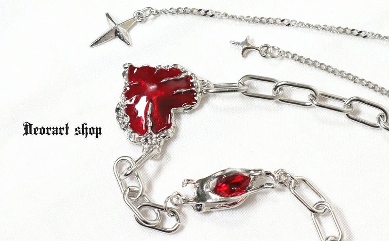 Deorart,ディオラート,心臓,ハート,チェーンネックレス,チョーカー,パンクロック,地雷系,Y2K,ゴシック,GOTH,ホラー,オカルト,メンズ,レディス,メルト,とろとろ,血,ヴァンパイア,