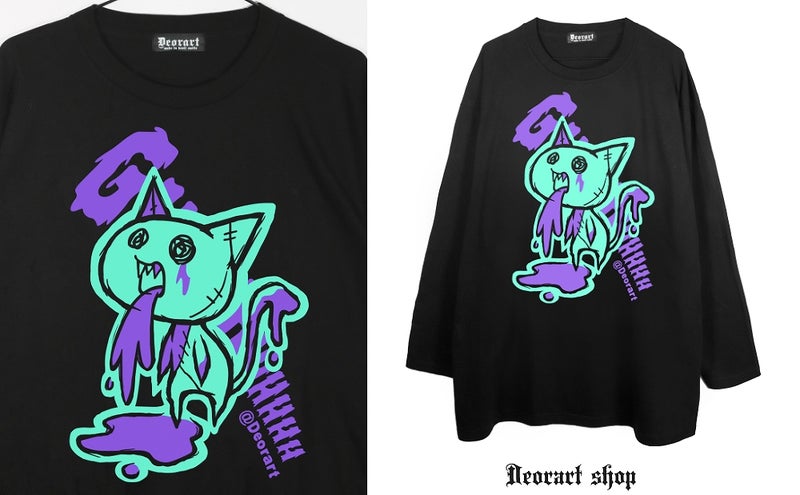 Deorart,ディオラート,通販,ゴシック,猫,キャラクター,Tシャツ,酒,病み,NECOLA,ネコラ,地雷系,オーバーサイズ,ビッグT,メンズ,レディス,通販,ファッション,サブカル,ブランド