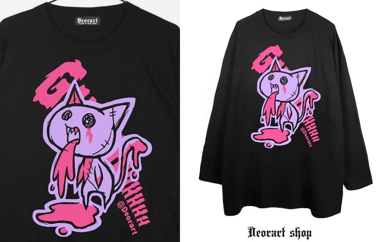 Deorart,ディオラート,通販,ゴシック,猫,キャラクター,Tシャツ,酒,病み,NECOLA,ネコラ,地雷系,オーバーサイズ,ビッグT,メンズ,レディス,通販,ファッション,サブカル,ブランド